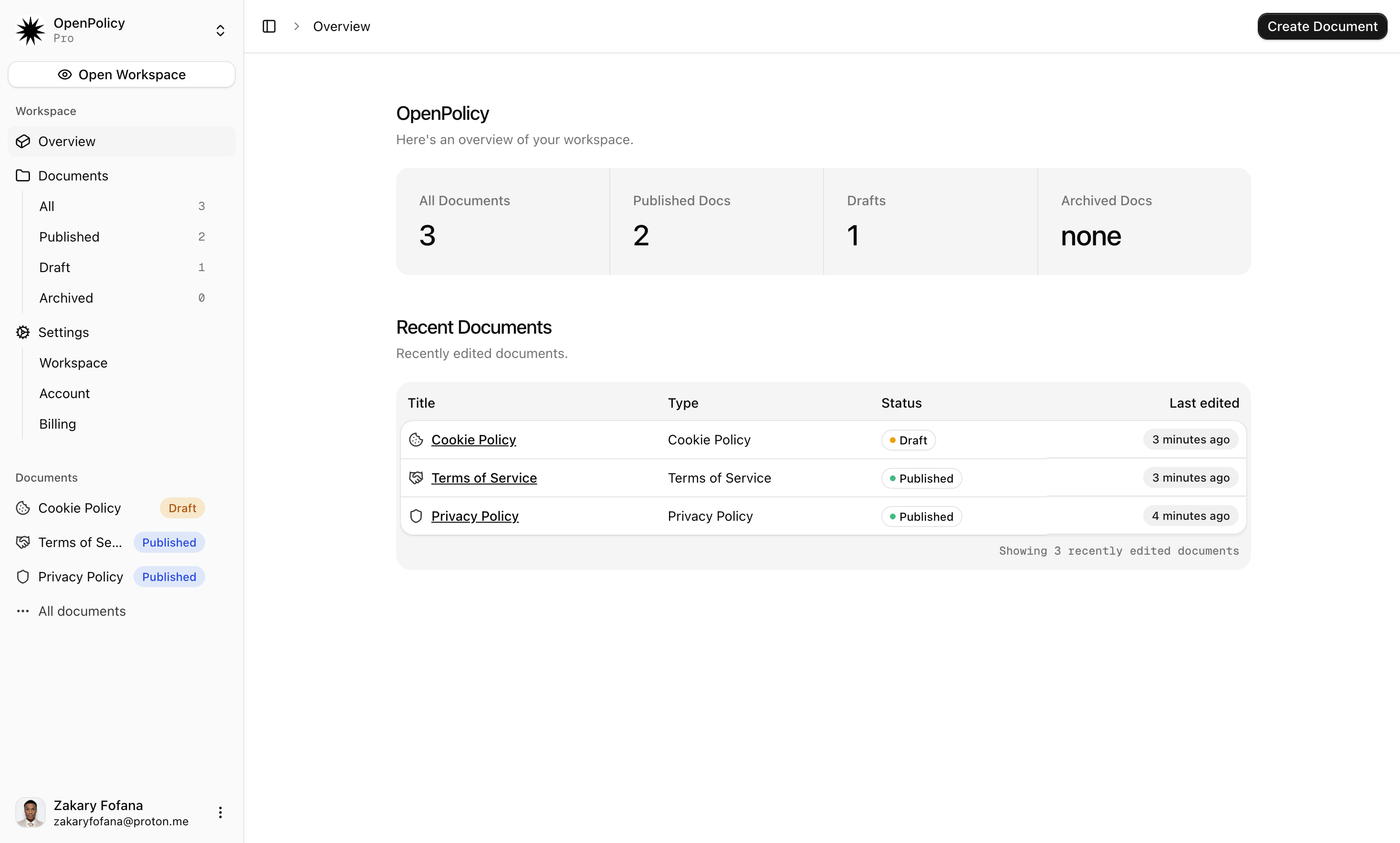 OpenPolicy Dashboard